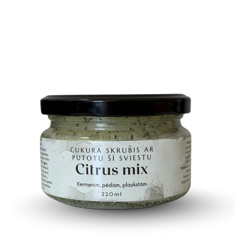 CUKURA SKRUBIS AR PUTOTU ŠĪ SVIESTU - CITRUS MIX