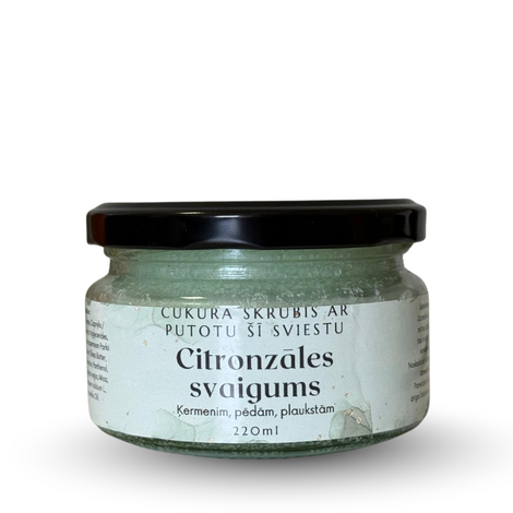 CUKURA SKRUBIS AR PUTOTU ŠĪ SVIESTU - CITRONZĀLES SVAIGUMS